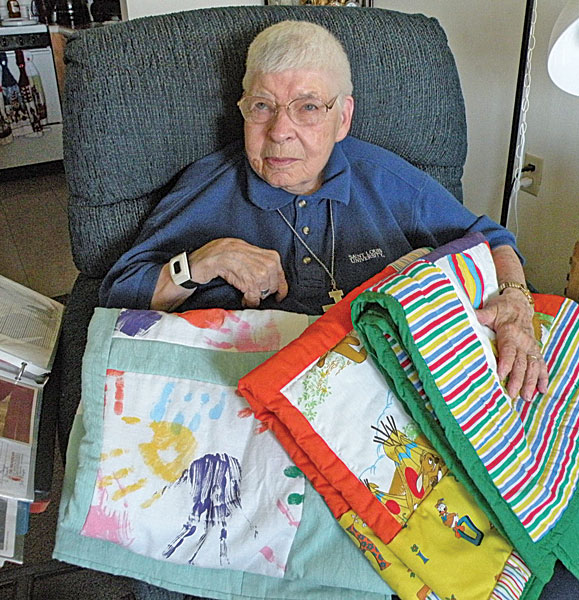 Baby quilts and hand knit covers for infants made by volunteers in the Springfield diocese are being sent to Haiti thanks to the efforts of Mary Crivello, a Taylorville woman, who started the ministry to help babies in the aftermath of last year’s devastating hurricane.     