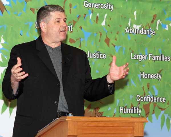 Deacon Patrick O’Toole speaks at one of the parish missions he preached during the six weekends of Lent.